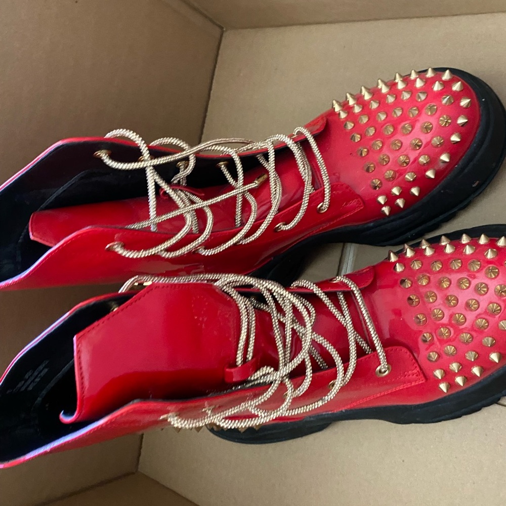 Red Studded Women's Boots- cape Robbins